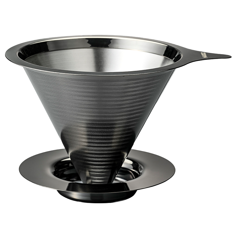 Double Mesh Metal Dripper, 02 Size, Metal Black