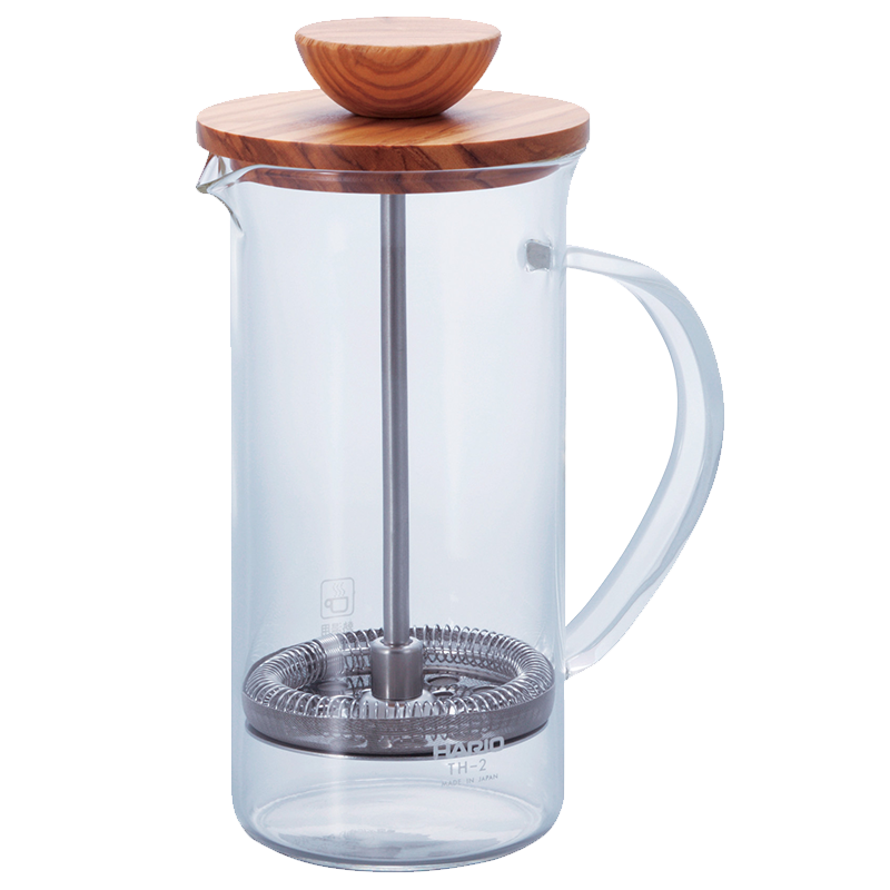 HARIO THW-2-OV Wood Tea Press 300ml heatproof glass 