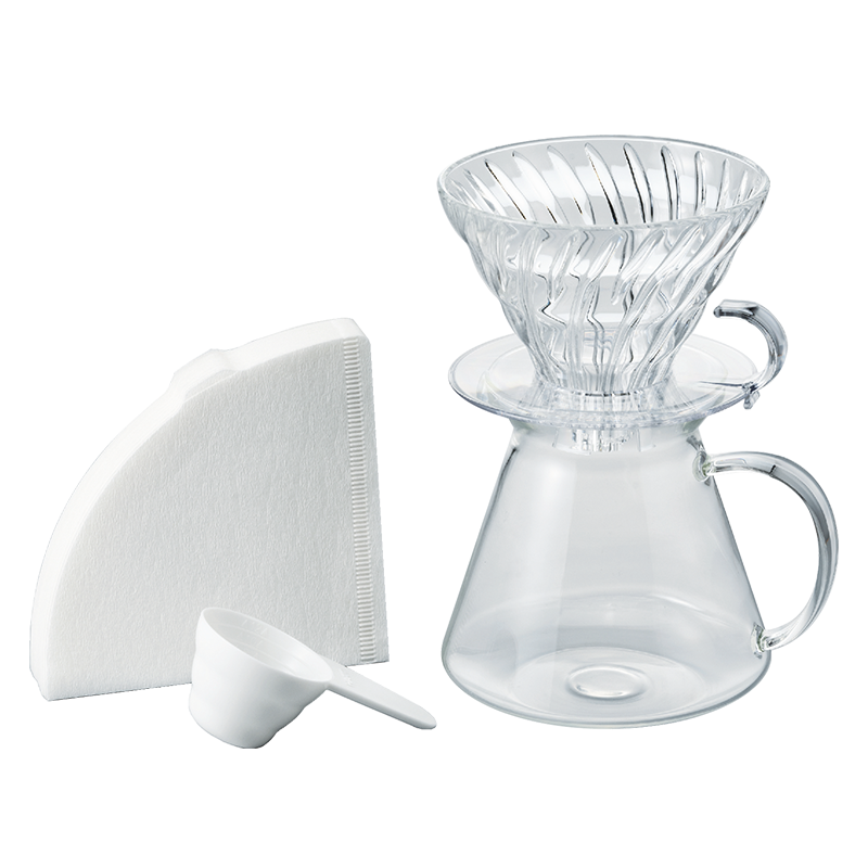 HARIO S-VGBK-02-T [Simply HARIO Series] V60 Glass Dripper & Server Set filter paper measuring spoon