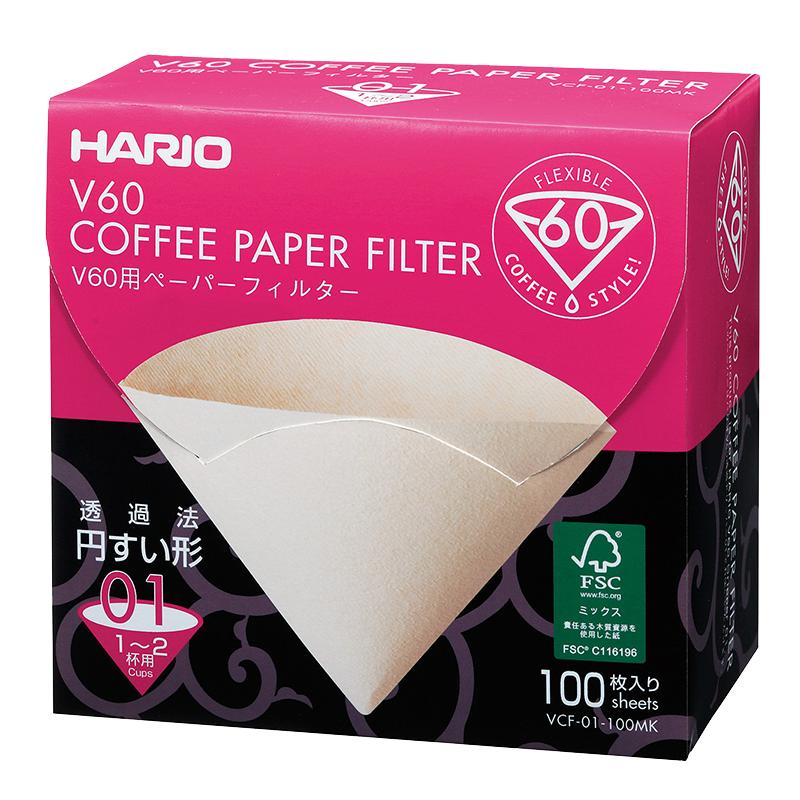 V60 Filter Paper, 01 Size, 100 pcs, Natural (Box)