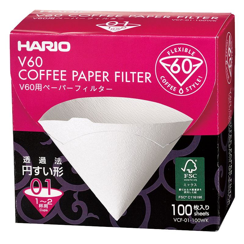 V60 Filter Paper, 01 Size, 100 pcs, White (Box)