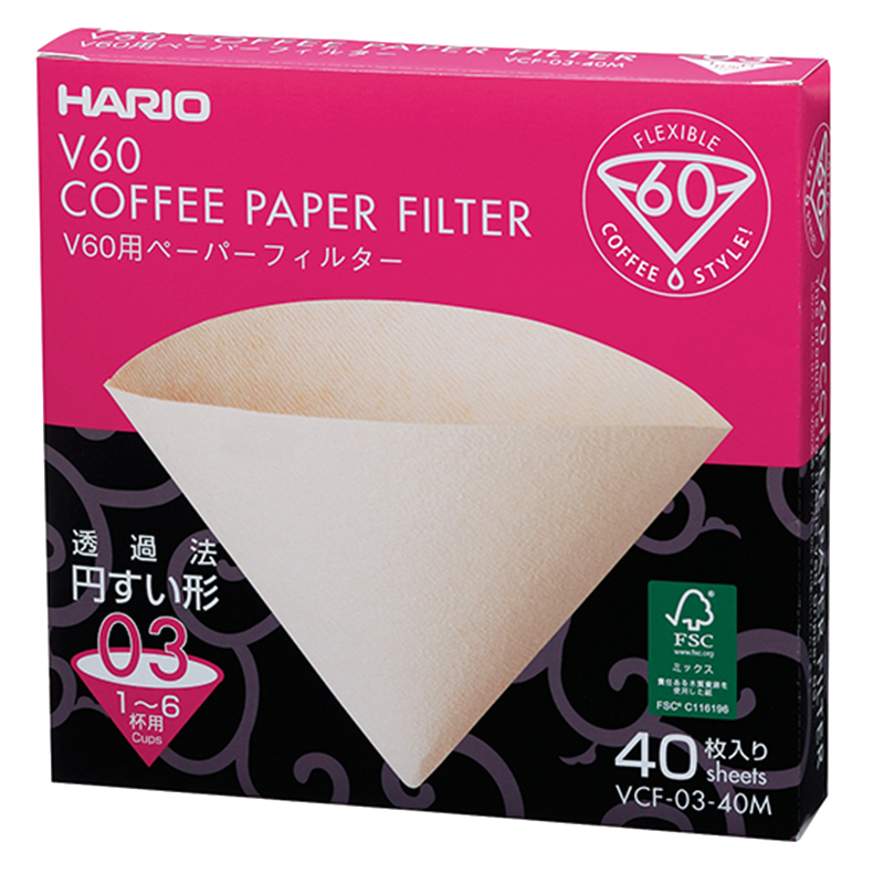 V60 Filter Paper, 03 Size, 40 pcs, Natural (Box)