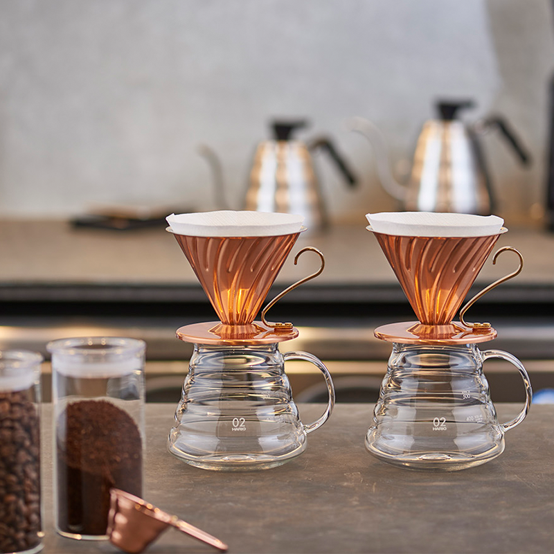 HARIO VDPC-02CP V60 Copper Dripper kettle glass servers XGS-60TB coffee beans copper spoon 