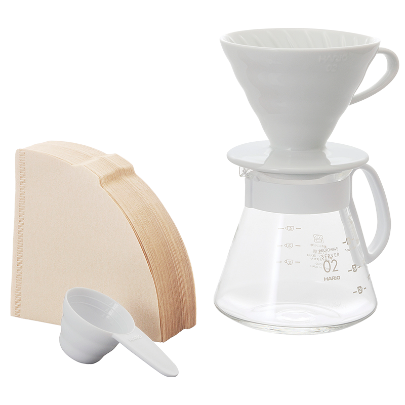 V60 Ceramic Dripper Set, 02 Size, White